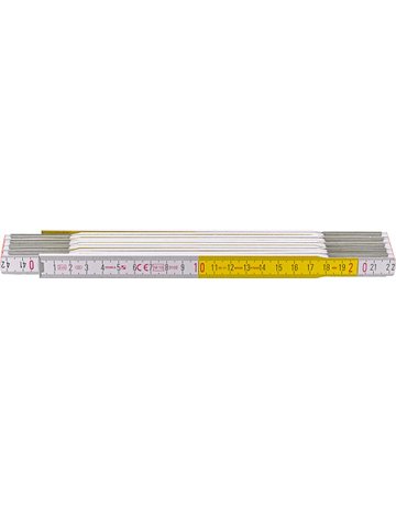 Holz-Gliedermaßstab 2m 16mm weiß/gelb Stabila