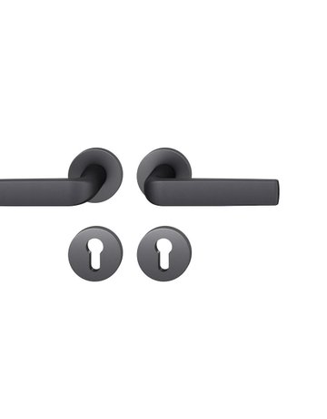 Drückergarnitur 12 1267 Rosette rund ,PZ,8,sw gestr.,TS39-58 - FSB