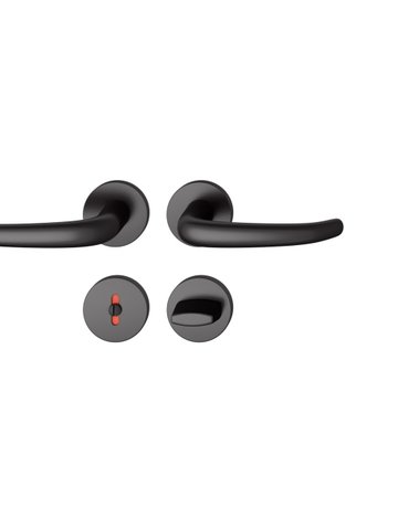 Drückergarnitur 12 1023 Rosette ,rd.,WC/SS,8,(8),sw,TS39-58 - FSB