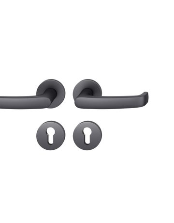 Drückergarnitur 12 1045 Rosette ,rd.,PZ,8,sw,TS39-58 - FSB