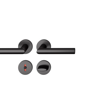 Drückergarnitur 12 1076 Rosette ,rd.,WC/SS,8,(8),sw,TS39-58 - FSB