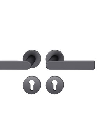 Drückergarnitur 12 1244 Rosette rund ,PZ,8,sw gestr.,TS39-58 - FSB