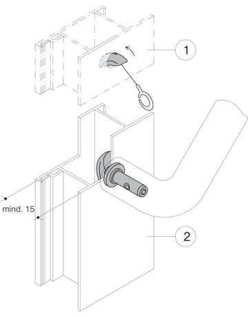 Stoßgriff-Befestigung BA6.7 einseitig, L 16 verzinkt - Hewi