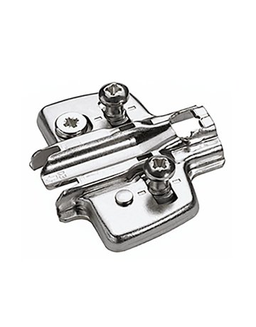 Kreuzmontageplatte mit Direkt-Höhenverstellung, vernickelt, Lochreihe 37 x 32 mm, mit Euroschrauben (für Bohrung ø 5 x 8 mm), Distanz 0.0 mm - Hettich