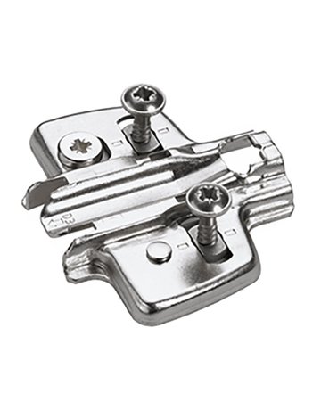 Kreuzmontageplatte mit Direkt-Höhenverstellung, vernickelt, Lochreihe 37 x 32 mm, mit Spanplattenschrauben (für Bohrung ø 2,5 mm), Distanz 0.0 mm - Hettich