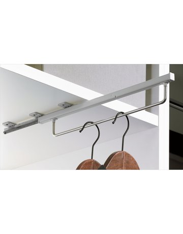 Kleiderbügelhalter mit Auszugsführung auf Quadro Basis, 350 mm, silber - Hettich