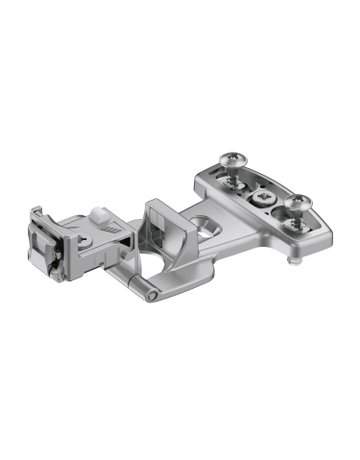 Grundscharnier Selekta Pro 2000 E vernickelt 180 °, Auflage -3,2 mm, mit Spreizmuffen - Hettich
