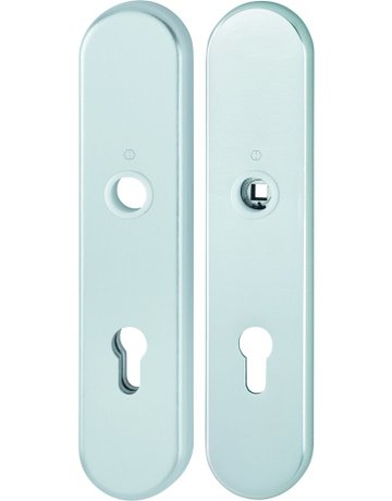 HOPPE Schutz-Langschild 3331/3310 oval, ES 1, ohne Zylinderabdeckung, Profilzylinder gelocht, Entfernung 72mm, Vierkant 8mm, Türstärke 37-47mm, naturfarben eloxiert
