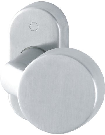 HOPPE Halbgarnitur E58G/55, ohne Schlüsselrosette, Vierkant 8mm, DIN Links-Rechts, Befestigungstechnik ohne Stütznocken, grau, edelstahl matt