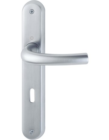 HOPPE Drückergarnitur Tôkyô M1710RH/265, Langschild, oval, Buntbart gelocht, Entfernung 72mm, Vierkant 8mm, Türstärke 37 - 47mm, Befestigungstechnik ohne Stütznocken, silber, satiniert verchromt-Resista