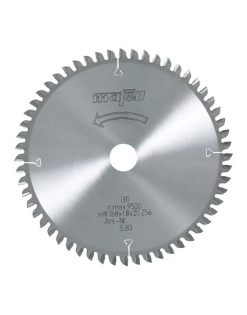 Sägeblatt-HM 168 x 1,2/1,8 x 20 mm, Z 56, WZ, für Querschnitte in Holz - Mafell