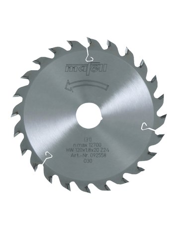 Sägeblatt-HM 120 x 1,2/1,8 x 20 mm, Z 24, WZ, für universellen Einsatz in Holz - Mafell