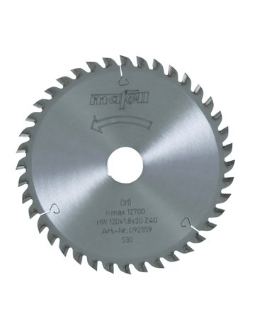 Sägeblatt-HM 120 x 1,2/1,8 x 20 mm, Z 40, FZ/TR, für Feinschnitte in Holz - Mafell