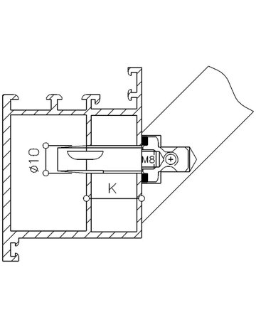 PT-Stoßgriff-Befestigung,einseitig MS 1.3K S,Aufsteckmontage,K 23-41 - Normbau