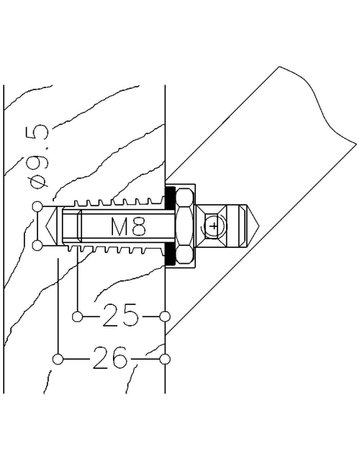 Haustür-Stoßgriff-Befestigung, NT MS 1.3R S, Aufsteckmontage, verzinkt, L 25 mm - Normbau
