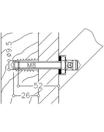 Haustür-Stoßgriff-Befestigung, NT MS 1.3R S, Aufsteckmontage, verzinkt, L 52 mm - Normbau