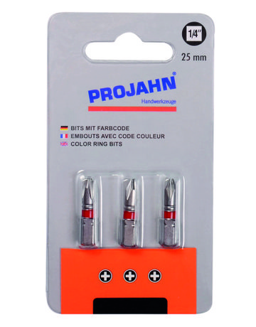 1/4" markierter Bit Phillips Nr 2. 3er Pack L25 mm - PROJAHN