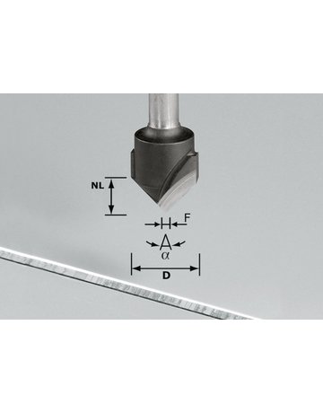 V-Nutfräser HW D18-90Grad (ALU) - Festool