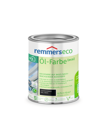 Öl-Farbe [eco] tiefschwarz (RAL 9005) 0.75 l - Remmers