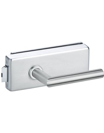 Glastürschloß Dokos Blind Edelstahl mit Drücker vor. Flüsterfalle - Topform