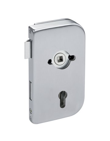 Glastür Officeschloss Spyri PZ DIN LS Edelstahl mit vorg. für Drückerr. - Topform