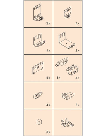 Combino Beschlägegarnitur für 3TÜREN Model 45 H FS - Hawa