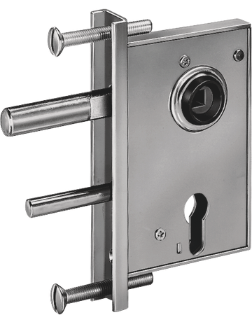 Rohrgittertorschloss verzinkt mit U-Sulpe / Rundfalle 107 Z / 50 PZ - AMF