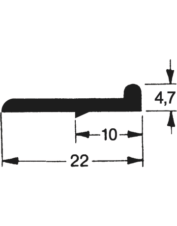 Schlagleiste mit Wulst PVC schwarz 22 x 4,7 mm LL 2,75 m