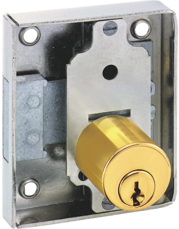 Aufschraub Möbel -Schloss 2826/40 RS Zylinder Messing poliert 2 Schl.Umst.Schließung BN0103 - JuNie