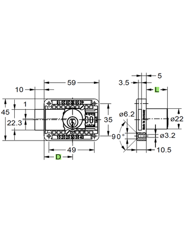 Aufschraub Möbel -Schloss 2828/15-40 RS Zylinder matt vernickelt 2 Schl.Umst. verschieden Schl. - JuNie