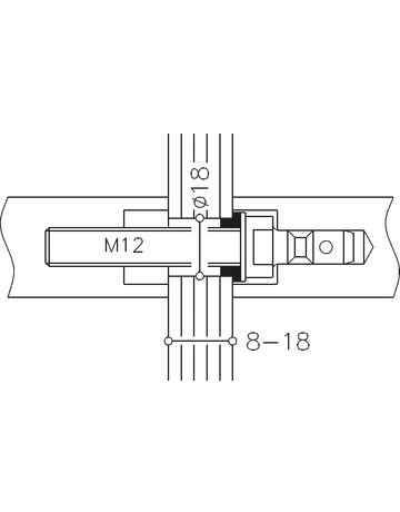 HT-Stoßgriff-Befestigung, paarweise, StahlMU 1.4A, einschraub montage, TS8-18mm, farblos - Normbau