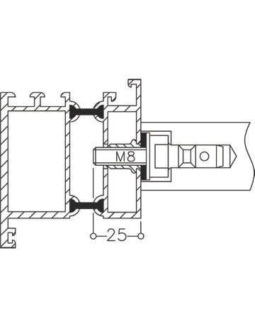 PT-Stoßgriff-Befestigung, einseitig MU 1.3H, Aufsteckmontage - Normbau