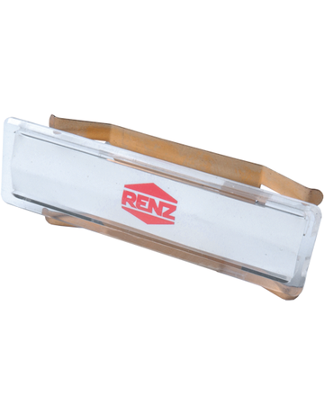 Namensschild mit Feder A=64x19 mm für Einlage 60 x 12,5 x 0,5 mm - Renz