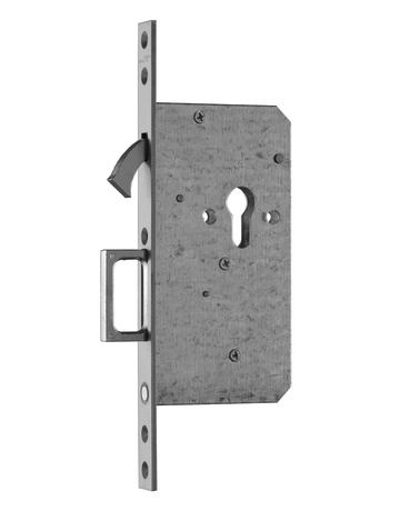 Schiebetürschloss 162-PZ/55 Zirkelriegel, Springgriff 20K silber - BMH