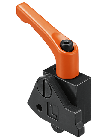 Schwenkanschlag schmal mit Klemmhebel für MINIPRESS M, links, schwarz/orange - Blum