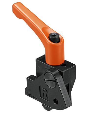 Schwenkanschlag schmal mit Klemmhebel für MINIPRESS M, rechts, schwarz/orange - Blum