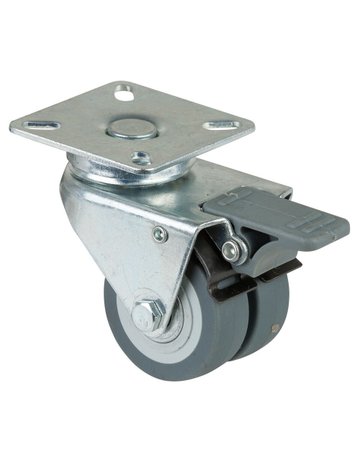 Doppellenkrolle 50mm B120Platte, Gummirad, KL, Fest. B120.A85.050 - BS ROLLEN