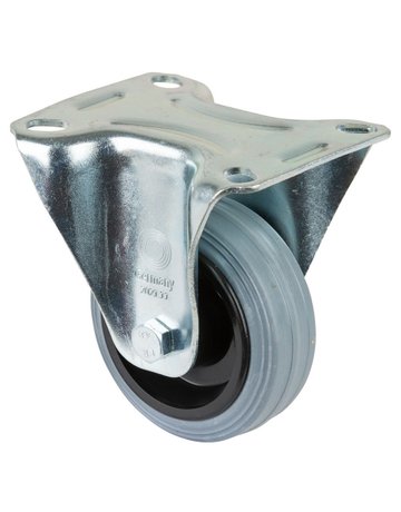 Bockrolle 80mm L410.B46 Platte, Gummi grau, RL L410.B46.080