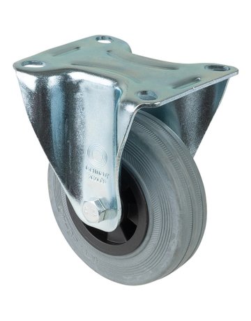 Bockrolle 100mm L410.B46 Platte, Gummi grau, RL L410.B46.100