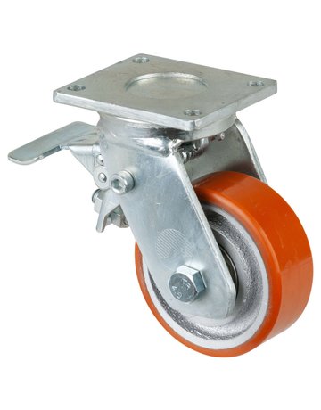 Lenkrolle 100mm RR120.B15Platte, Polyure Guss, KL RR120.C10.100 - BS ROLLEN