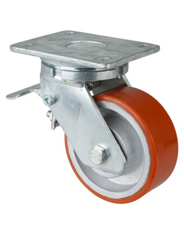 Lenkrolle 125mm RR120.B15Platte, Polyure Guss, KL RR120.C10.125 - BS ROLLEN