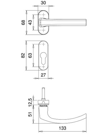 Griffgarnitur,Profilzylinder gelocht 1002/2703,Aluminium - edi