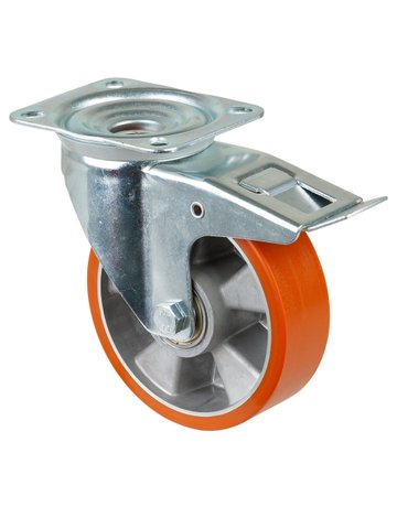 Lenkrolle L420.B90 mit Totalfeststeller Rad Ø 160mm 300kg, Stahl verzinkt - BS ROLLEN