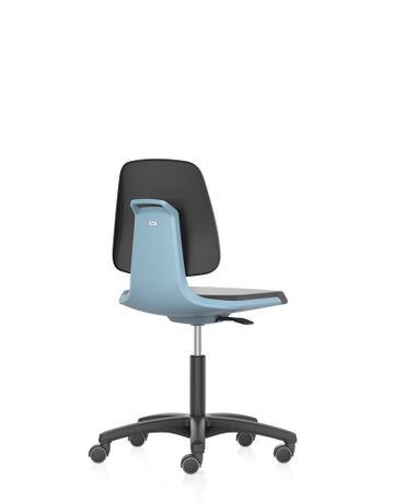 Bimos Arbeitsstuhl Labsit 2, K-Leder bla u Sitzhöhe 450-650 mm mit Rollen