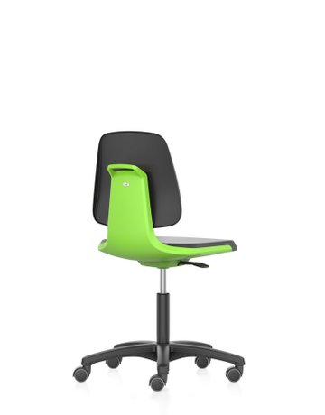 Bimos Arbeitsstuhl Labsit 2, K-Leder grü n Sitzhöhe 450-650 mm mit Rollen
