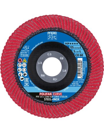 Fächerschleifscheibe CO-SGP-CURVE L 125m m K60 Pferd
