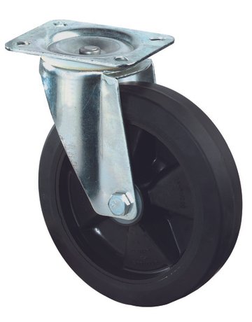 Lenkrolle 200mm L400.B60 Platte,Elastik schwarz ,RL L400.B60.200 BS ROLLEN