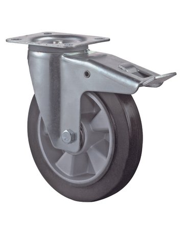 Lenkrolle 200mm L420.B80 Platte,Elast.sc hw.KL,Fest L420.B80.200 - BS ROLLEN