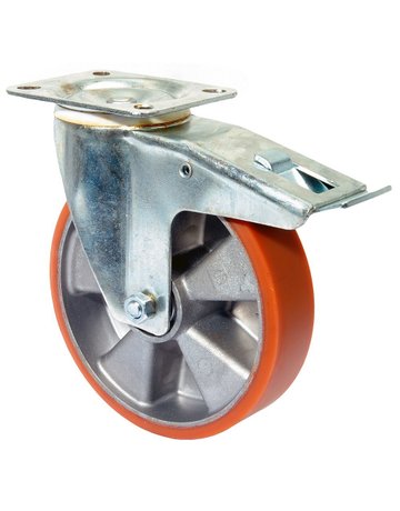 Lenkrolle L420.B90 mit Totalfeststeller Rad Ø 200mm 300kg, Stahl verzinkt - BS ROLLEN