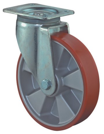Lenkrolle 200mm L600.B90 Platte,Polyure Guss,KL L600.B90.200 - BS ROLLEN